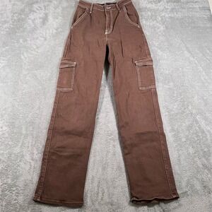 Hollister Jeans Women's 00R 23x31 Brown Ultra High-Rise‎ Dad Wide-Leg Cargo